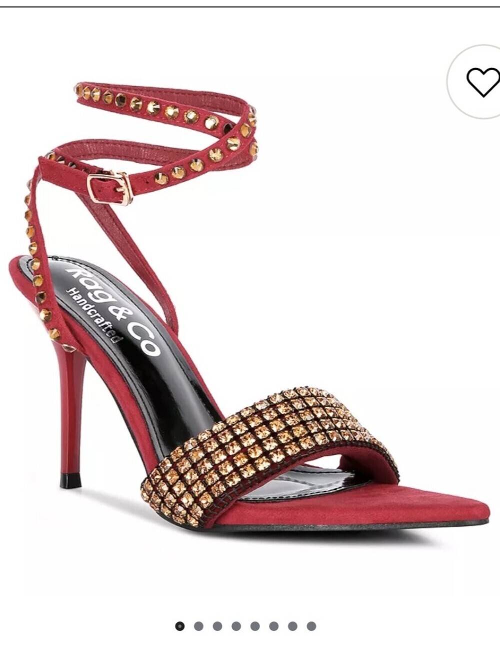 Rag & Co Studded Burgundy Ankle Strap Stiletto Sandals Gold Band Sz 7 NWT